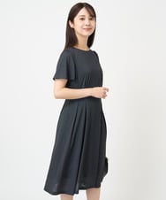 F1PHV60190 MK MICHEL KLEIN(小さいサイズ)(メゾン ドゥ サンク) 【小さいサイズ】幾何柄ジャージー半袖ワンピース/イージーケア ブラック