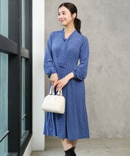 F1PJD30190 MK MICHEL KLEIN(小さいサイズ)(メゾン ドゥ サンク) 【小さいサイズ】[洗える]ダイヤ柄ジャージーワンピース ブルー
