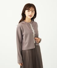 F1SAD30140 MK MICHEL KLEIN(小さいサイズ)(メゾン ドゥ サンク) 【小さいサイズ】ドット釦コンパクトニットカーディガン/洗える アイボリー