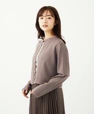 F1SAD30140 MK MICHEL KLEIN(小さいサイズ)(メゾン ドゥ サンク) 【小さいサイズ】ドット釦コンパクトニットカーディガン/洗える アイボリー