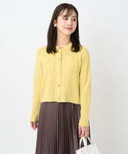 F1SAD42160 MK MICHEL KLEIN(小さいサイズ)(メゾン ドゥ サンク) 【小さいサイズ】ミニブークレーカーディガン/洗える ライトイエロー