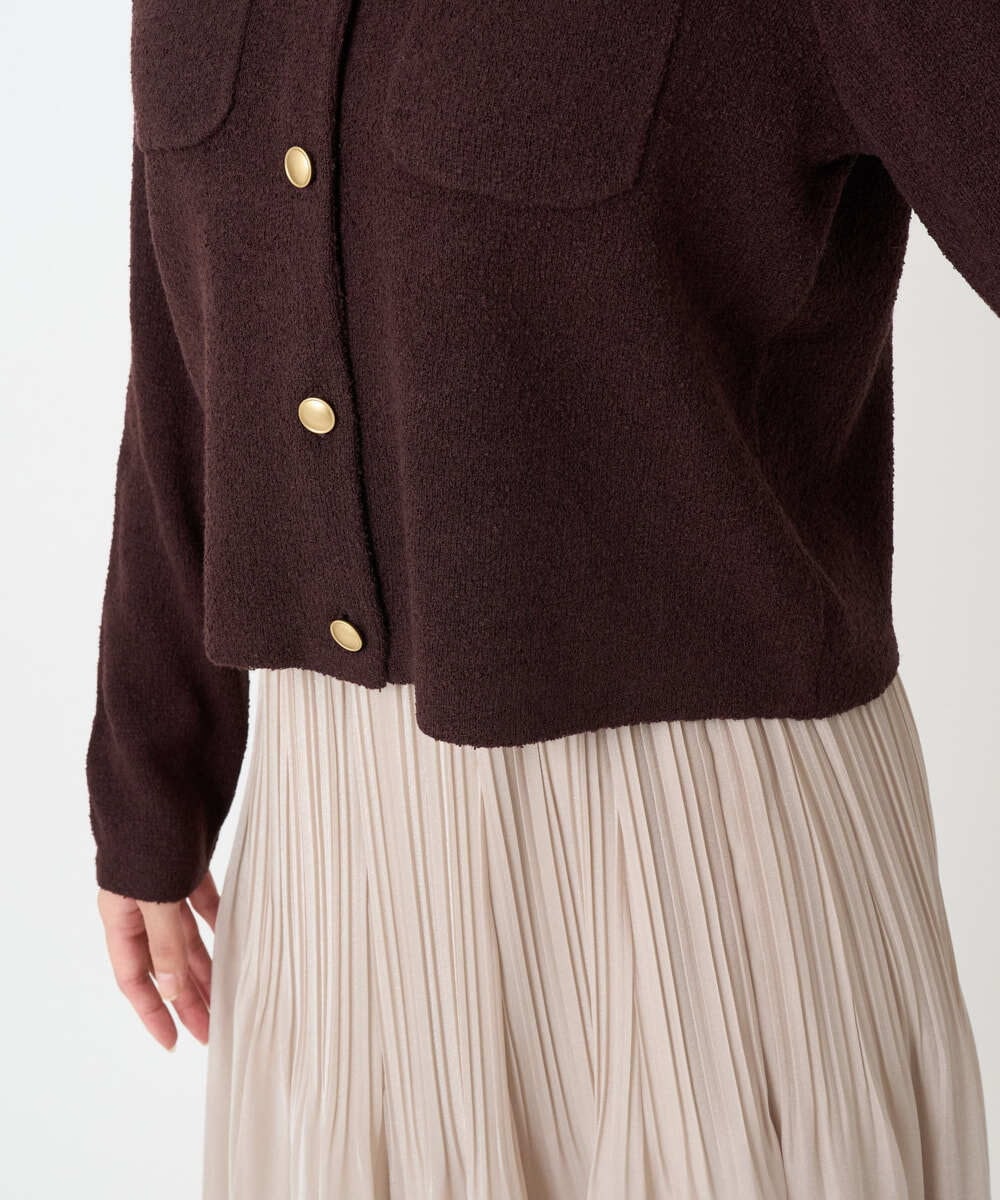 F1SAD42160 MK MICHEL KLEIN(小さいサイズ)(メゾン ドゥ サンク) 【小さいサイズ】ミニブークレーカーディガン/洗える ブラウン