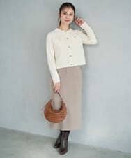 F1SAD42160 MK MICHEL KLEIN(小さいサイズ)(メゾン ドゥ サンク) 【小さいサイズ】ミニブークレーカーディガン/洗える ブラウン