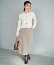 F1SAD42160 MK MICHEL KLEIN(小さいサイズ)(メゾン ドゥ サンク) 【小さいサイズ】ミニブークレーカーディガン/洗える ブラウン