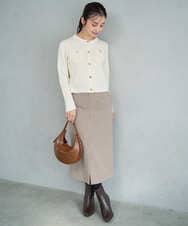 F1SAD42160 MK MICHEL KLEIN(小さいサイズ)(メゾン ドゥ サンク) 【小さいサイズ】ミニブークレーカーディガン/洗える ブラウン