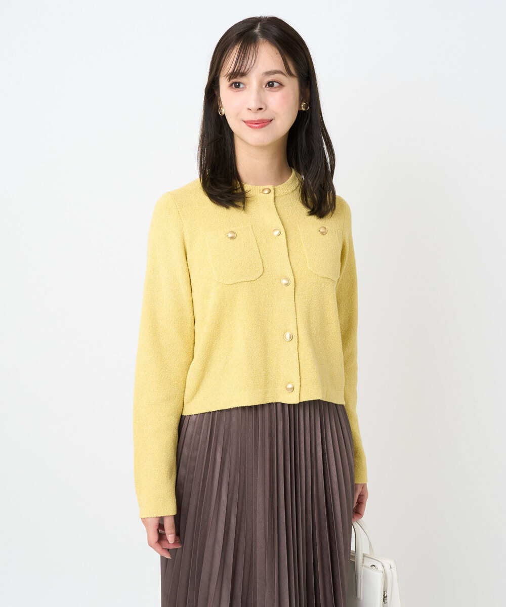 F1SAD42160 MK MICHEL KLEIN(小さいサイズ)(メゾン ドゥ サンク) 【小さいサイズ】ミニブークレーカーディガン/洗える ブラウン