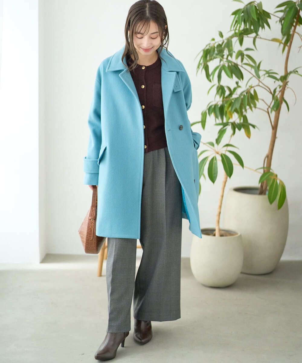 F1SAD42160 MK MICHEL KLEIN(小さいサイズ)(メゾン ドゥ サンク) 【小さいサイズ】ミニブークレーカーディガン/洗える ブラウン