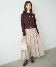 F1SAD42160 MK MICHEL KLEIN(小さいサイズ)(メゾン ドゥ サンク) 【小さいサイズ】ミニブークレーカーディガン/洗える ブラウン