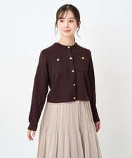 F1SAD42160 MK MICHEL KLEIN(小さいサイズ)(メゾン ドゥ サンク) 【小さいサイズ】ミニブークレーカーディガン/洗える ブラウン