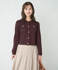 F1SAD42160 MK MICHEL KLEIN(小さいサイズ)(メゾン ドゥ サンク) 【小さいサイズ】ミニブークレーカーディガン/洗える ブラウン