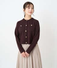 F1SAD42160 MK MICHEL KLEIN(小さいサイズ)(メゾン ドゥ サンク) 【小さいサイズ】ミニブークレーカーディガン/洗える ブラウン