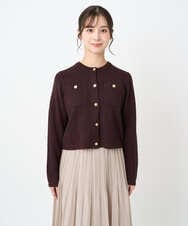 F1SAD42160 MK MICHEL KLEIN(小さいサイズ)(メゾン ドゥ サンク) 【小さいサイズ】ミニブークレーカーディガン/洗える ブラウン