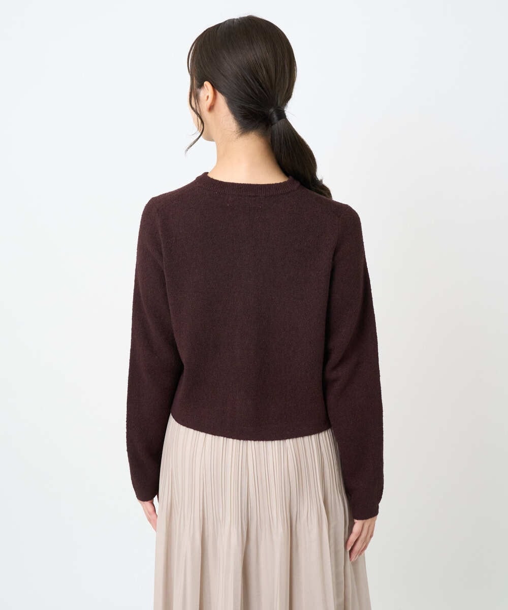 F1SAD42160 MK MICHEL KLEIN(小さいサイズ)(メゾン ドゥ サンク) 【小さいサイズ】ミニブークレーカーディガン/洗える ブラウン