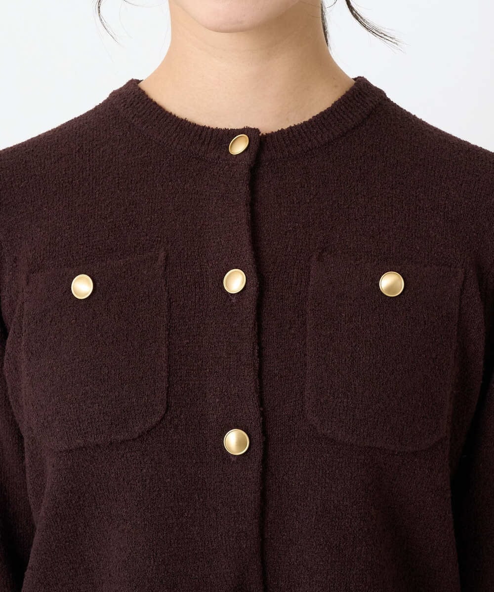 F1SAD42160 MK MICHEL KLEIN(小さいサイズ)(メゾン ドゥ サンク) 【小さいサイズ】ミニブークレーカーディガン/洗える ブラウン