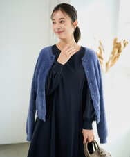 F1SAD44160 MK MICHEL KLEIN(小さいサイズ)(メゾン ドゥ サンク) 【小さいサイズ】フェザーニットカーディガン/洗える ブルー