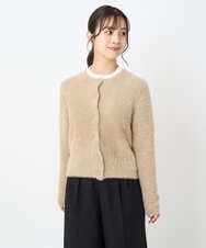 F1SAD44160 MK MICHEL KLEIN(小さいサイズ)(メゾン ドゥ サンク) 【小さいサイズ】フェザーニットカーディガン/洗える ベージュ