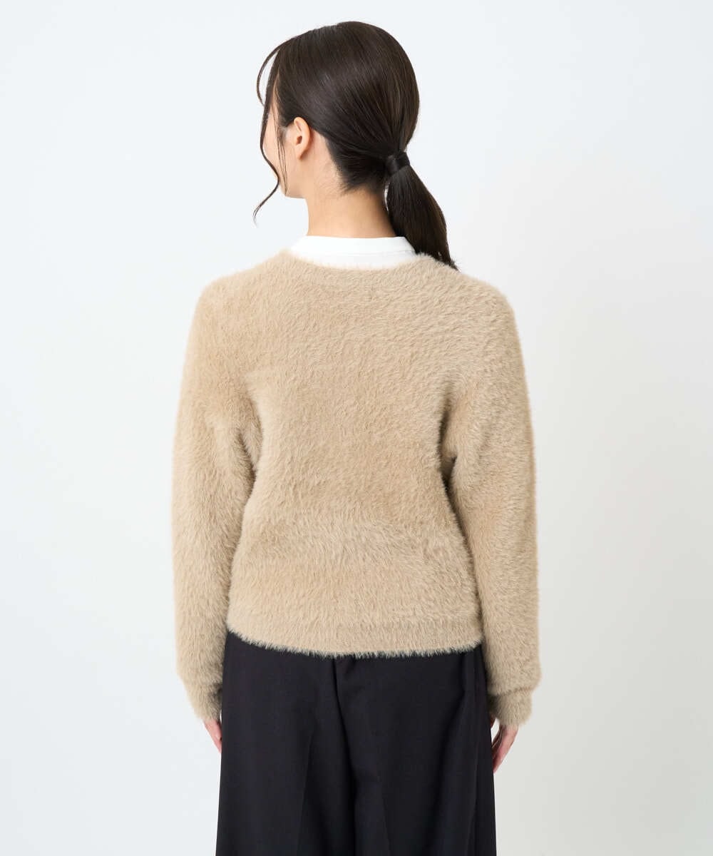 F1SAD44160 MK MICHEL KLEIN(小さいサイズ)(メゾン ドゥ サンク) 【小さいサイズ】フェザーニットカーディガン/洗える ベージュ