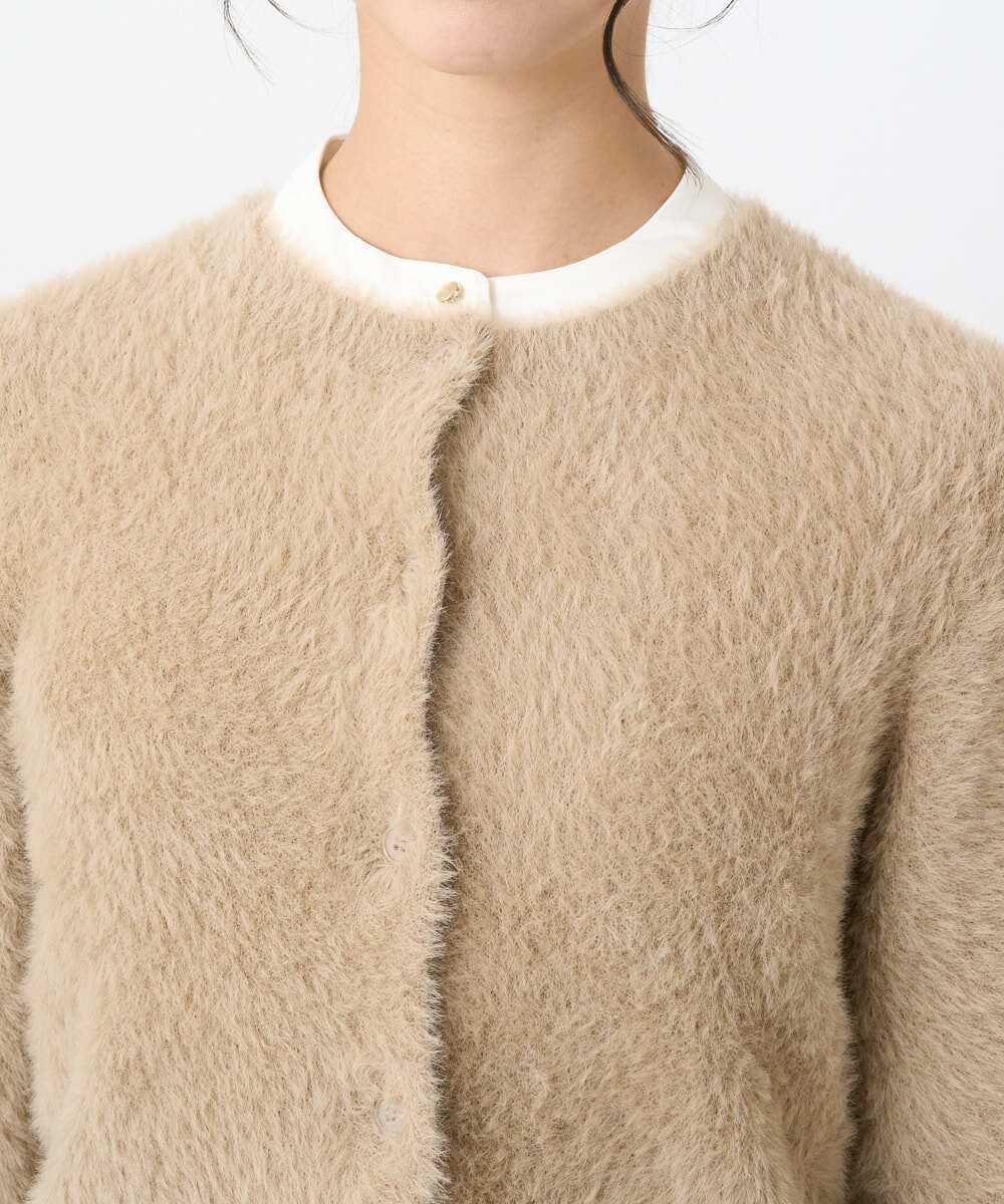 F1SAD44160 MK MICHEL KLEIN(小さいサイズ)(メゾン ドゥ サンク) 【小さいサイズ】フェザーニットカーディガン/洗える ベージュ