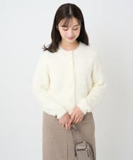 F1SAD44160 MK MICHEL KLEIN(小さいサイズ)(メゾン ドゥ サンク) 【小さいサイズ】フェザーニットカーディガン/洗える ベージュ