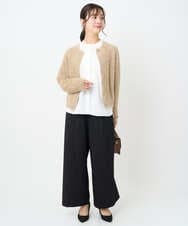 F1SAD44160 MK MICHEL KLEIN(小さいサイズ)(メゾン ドゥ サンク) 【小さいサイズ】フェザーニットカーディガン/洗える ベージュ