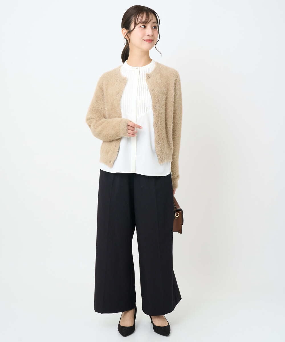 F1SAD44160 MK MICHEL KLEIN(小さいサイズ)(メゾン ドゥ サンク) 【小さいサイズ】フェザーニットカーディガン/洗える ベージュ