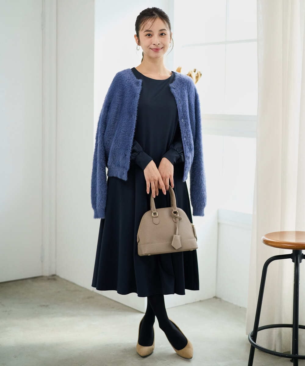 F1SAD44160 MK MICHEL KLEIN(小さいサイズ)(メゾン ドゥ サンク) 【小さいサイズ】フェザーニットカーディガン/洗える ベージュ