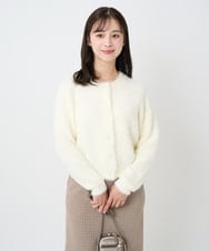 F1SAD44160 MK MICHEL KLEIN(小さいサイズ)(メゾン ドゥ サンク) 【小さいサイズ】フェザーニットカーディガン/洗える ベージュ