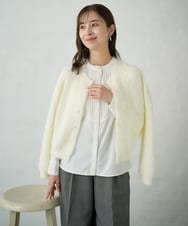 F1SAD44160 MK MICHEL KLEIN(小さいサイズ)(メゾン ドゥ サンク) 【小さいサイズ】フェザーニットカーディガン/洗える ベージュ