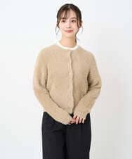 F1SAD44160 MK MICHEL KLEIN(小さいサイズ)(メゾン ドゥ サンク) 【小さいサイズ】フェザーニットカーディガン/洗える ベージュ