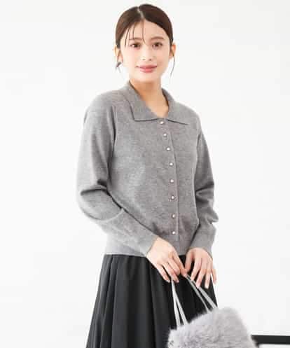 F1SAG43150 MK MICHEL KLEIN(小さいサイズ) 【小さいサイズ】[洗える]衿付きニットカーディガン