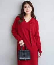 F1SAG43150 MK MICHEL KLEIN(小さいサイズ)(メゾン ドゥ サンク) 【小さいサイズ】[洗える]衿付きニットカーディガン グレー