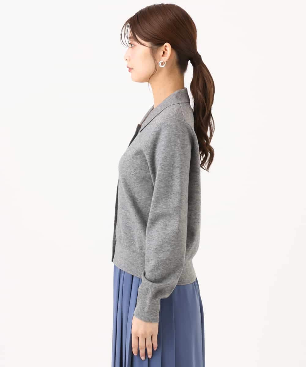 F1SAG43150 MK MICHEL KLEIN(小さいサイズ)(メゾン ドゥ サンク) 【小さいサイズ】[洗える]衿付きニットカーディガン グレー