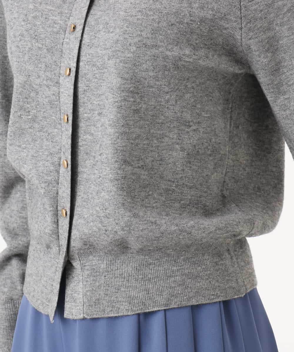 F1SAG43150 MK MICHEL KLEIN(小さいサイズ)(メゾン ドゥ サンク) 【小さいサイズ】[洗える]衿付きニットカーディガン グレー