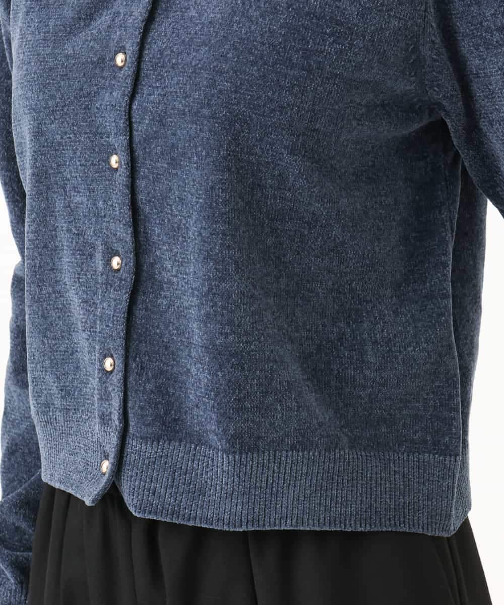 F1SAG45150 MK MICHEL KLEIN(小さいサイズ)(メゾン ドゥ サンク) 【小さいサイズ】[洗える]モールヤーンニットカーディガン ブルー
