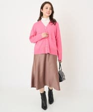 F1SAV09160 MK MICHEL KLEIN(小さいサイズ)(メゾン ドゥ サンク) 【小さいサイズ】airwoolニットカーディガン ピンク