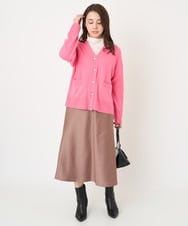 F1SAV09160 MK MICHEL KLEIN(小さいサイズ)(メゾン ドゥ サンク) 【小さいサイズ】airwoolニットカーディガン ピンク