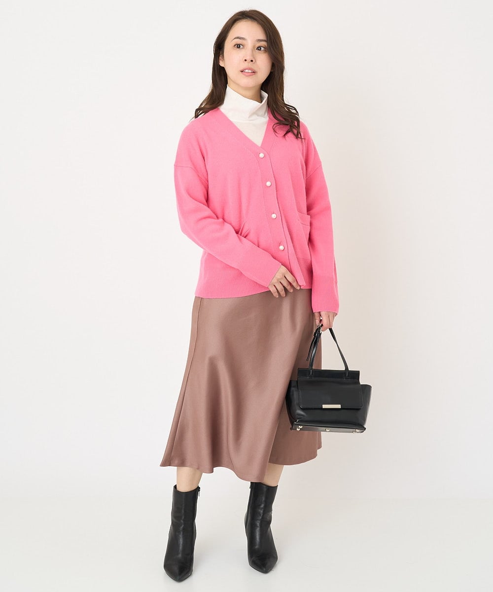 F1SAV09160 MK MICHEL KLEIN(小さいサイズ)(メゾン ドゥ サンク) 【小さいサイズ】airwoolニットカーディガン ピンク