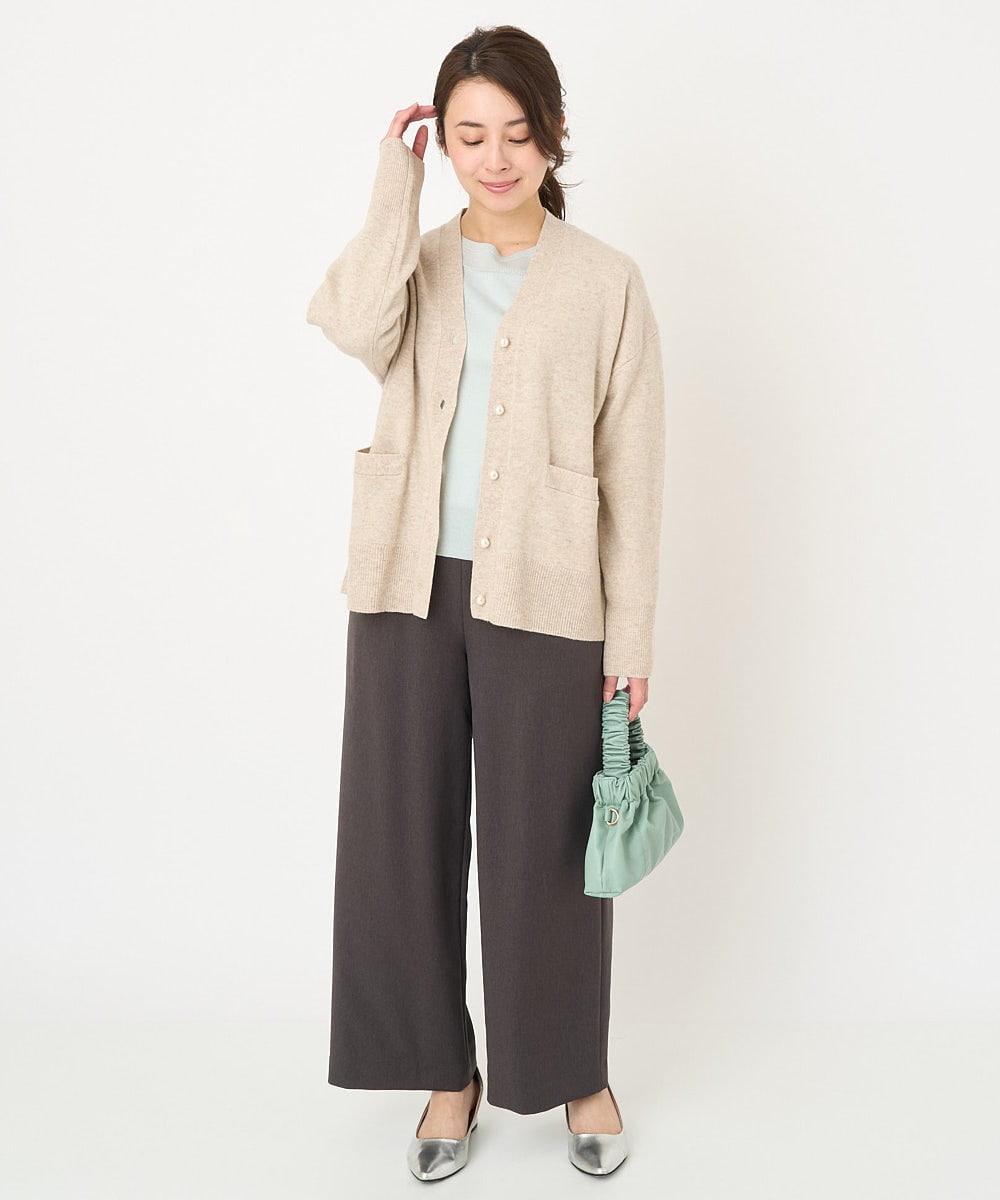 F1SAV09160 MK MICHEL KLEIN(小さいサイズ)(メゾン ドゥ サンク) 【小さいサイズ】airwoolニットカーディガン ピンク
