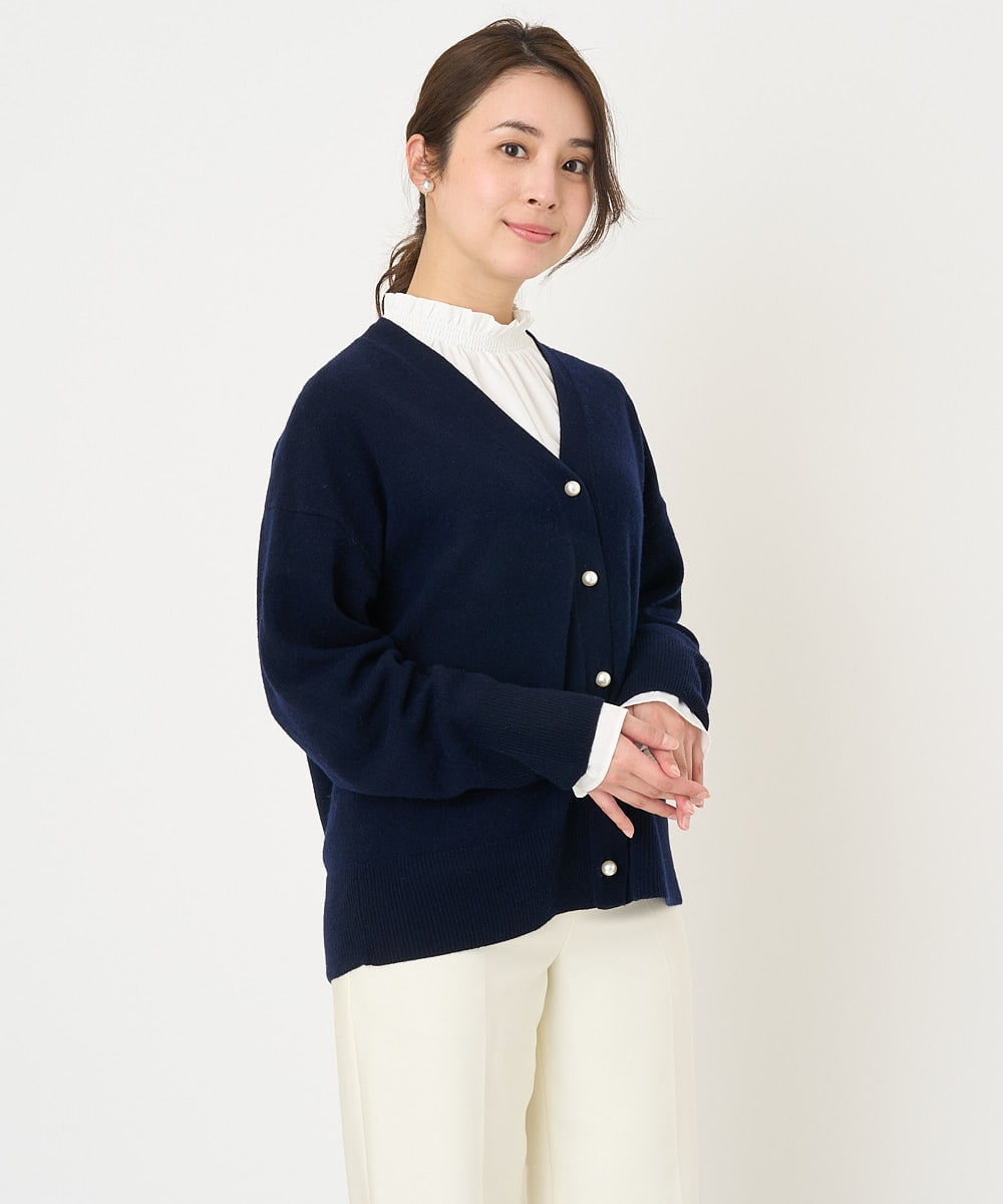 F1SAV09160 MK MICHEL KLEIN(小さいサイズ)(メゾン ドゥ サンク) 【小さいサイズ】airwoolニットカーディガン ピンク