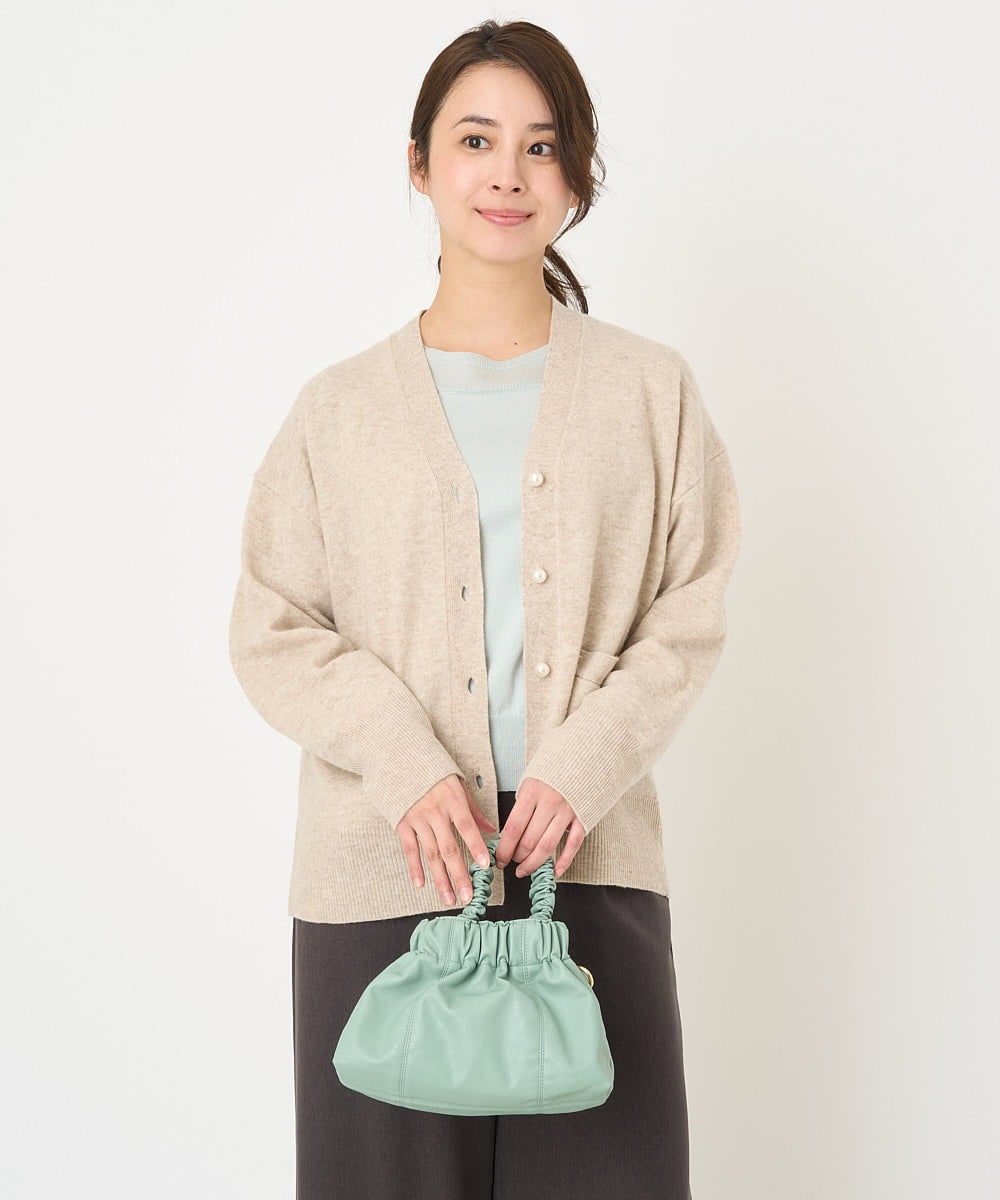 F1SAV09160 MK MICHEL KLEIN(小さいサイズ)(メゾン ドゥ サンク) 【小さいサイズ】airwoolニットカーディガン ピンク
