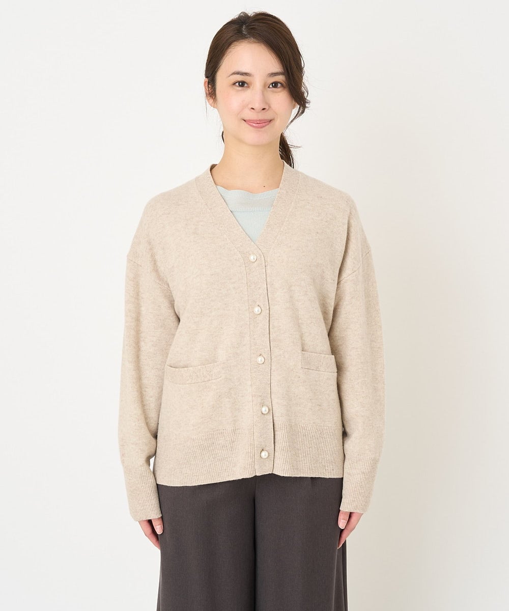 F1SAV09160 MK MICHEL KLEIN(小さいサイズ)(メゾン ドゥ サンク) 【小さいサイズ】airwoolニットカーディガン ピンク