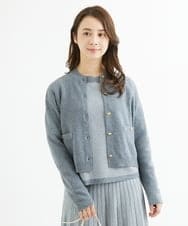 F1SAV11150 MK MICHEL KLEIN(小さいサイズ)(メゾン ドゥ サンク) 【小さいサイズ】ミラノリブニットカーディガン/洗える グレー