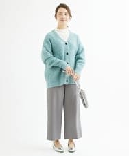 F1SAV13160 MK MICHEL KLEIN(小さいサイズ)(メゾン ドゥ サンク) 【小さいサイズ】ループヤーンニットカーディガン/洗える ミントブルー