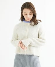 F1SAV14190 MK MICHEL KLEIN(小さいサイズ)(メゾン ドゥ サンク) 【小さいサイズ】ふわふわカラーニットカーディガン/洗える グリーン