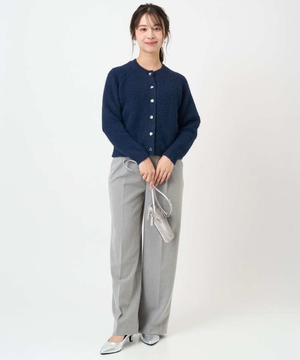 F1SBD50160 MK MICHEL KLEIN(小さいサイズ)(メゾン ドゥ サンク) 【小さいサイズ】ヘアリーニットカーディガン/洗える ピンク