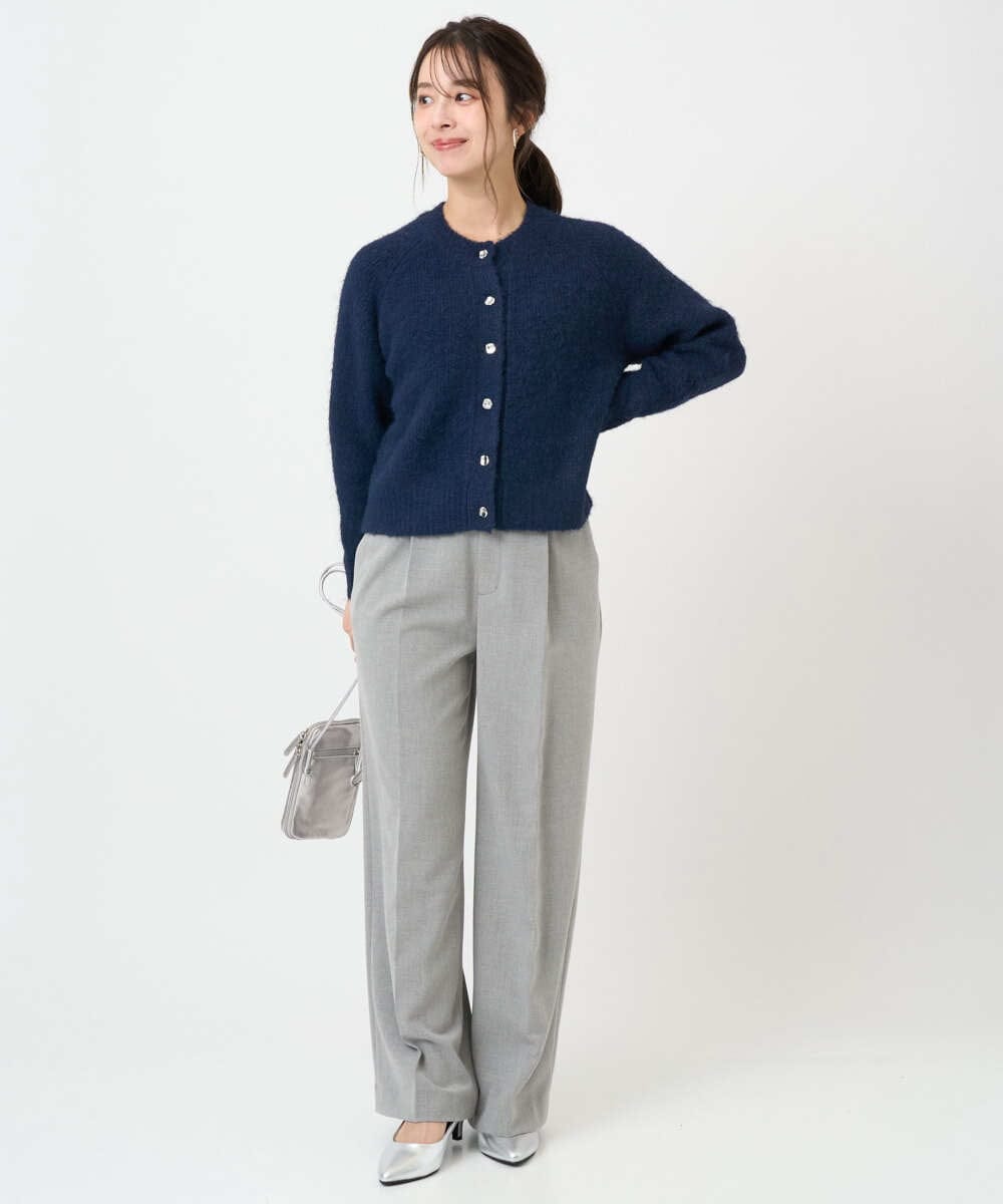 F1SBD50160 MK MICHEL KLEIN(小さいサイズ)(メゾン ドゥ サンク) 【小さいサイズ】ヘアリーニットカーディガン/洗える ピンク