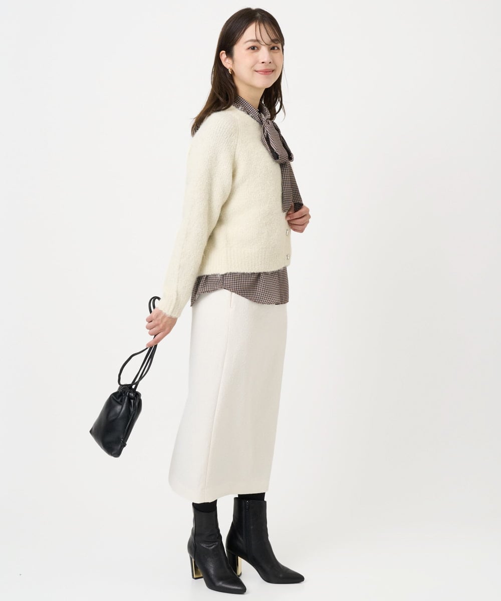 F1SBD50160 MK MICHEL KLEIN(小さいサイズ)(メゾン ドゥ サンク) 【小さいサイズ】ヘアリーニットカーディガン/洗える ピンク