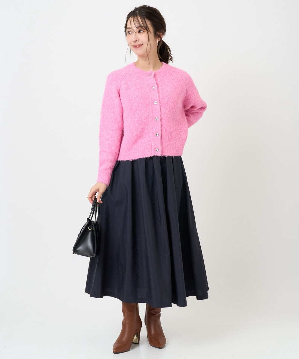 F1SBD50160 MK MICHEL KLEIN(小さいサイズ)(メゾン ドゥ サンク) 【小さいサイズ】ヘアリーニットカーディガン/洗える ピンク