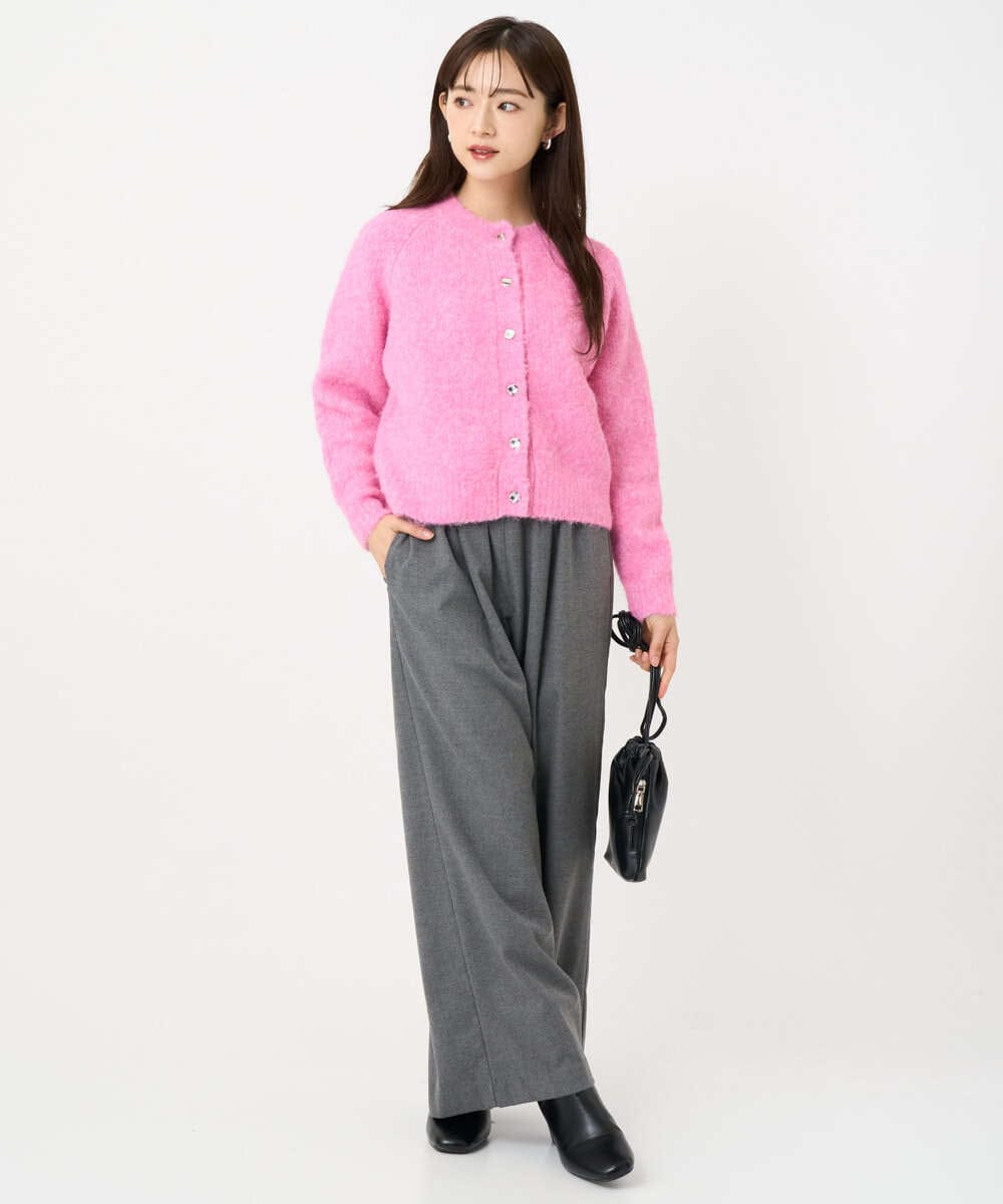 F1SBD50160 MK MICHEL KLEIN(小さいサイズ)(メゾン ドゥ サンク) 【小さいサイズ】ヘアリーニットカーディガン/洗える ピンク