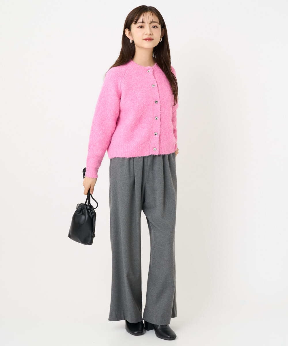 F1SBD50160 MK MICHEL KLEIN(小さいサイズ)(メゾン ドゥ サンク) 【小さいサイズ】ヘアリーニットカーディガン/洗える ピンク